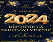 Repas de la Saint-Sylvestre 2024, en salle des fêtes d'Ecurie, le 31/12/2024 à partir de 19h30.